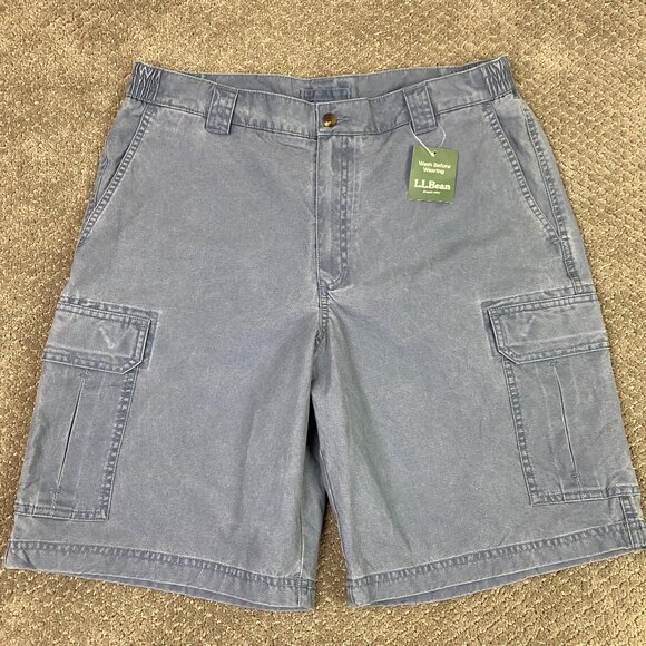 LL Bean Tropic Weight Cargo Shorts Men's 36 Blue 10" Comfort Waist Utility - Picture 1 of 13